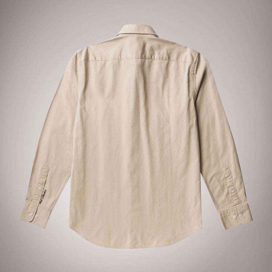 Solid colour button-down shirt in cotton gabardine