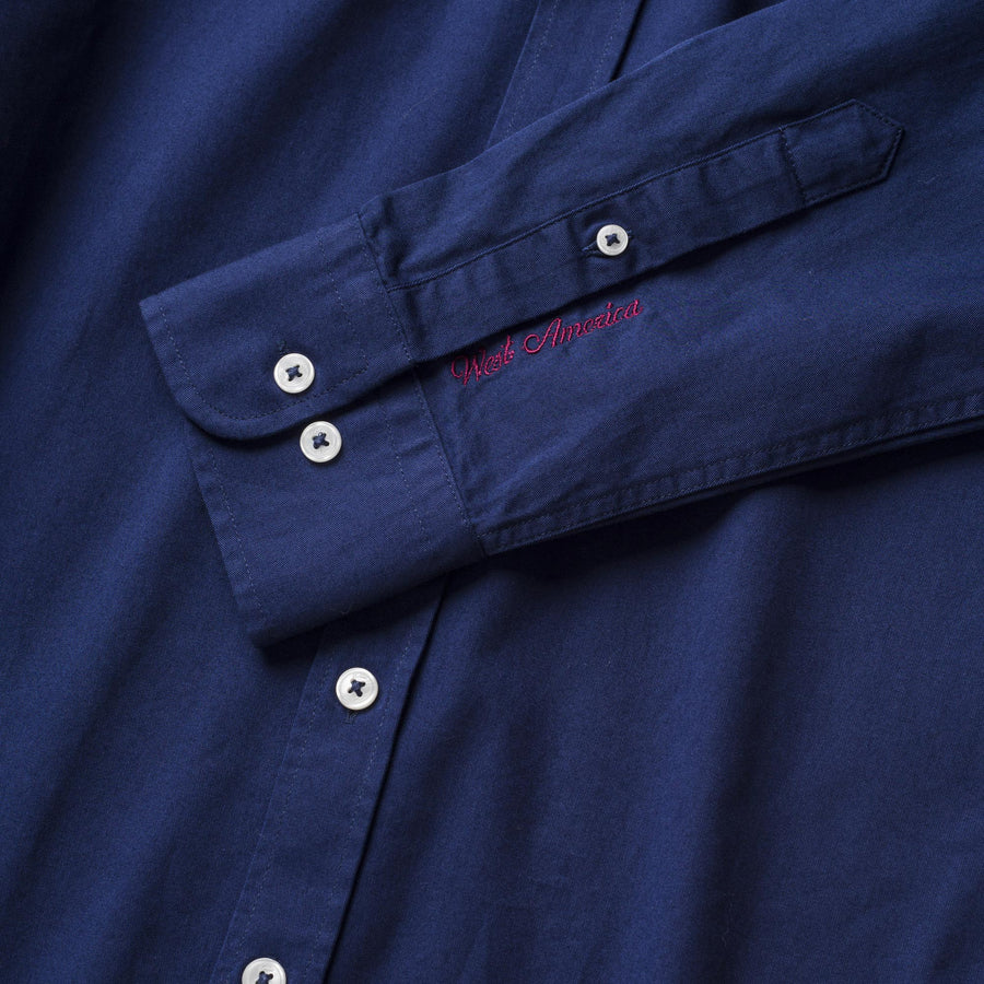 Solid colour button-down shirt in cotton gabardine