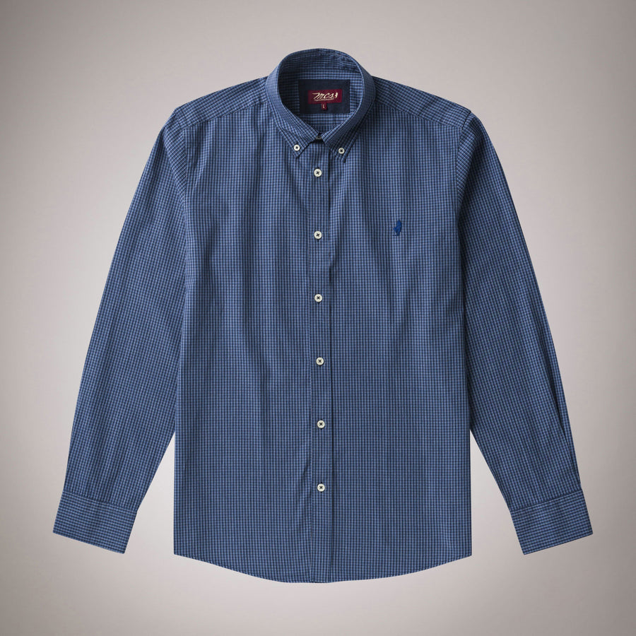 Camicia in popeline a quadri e righe