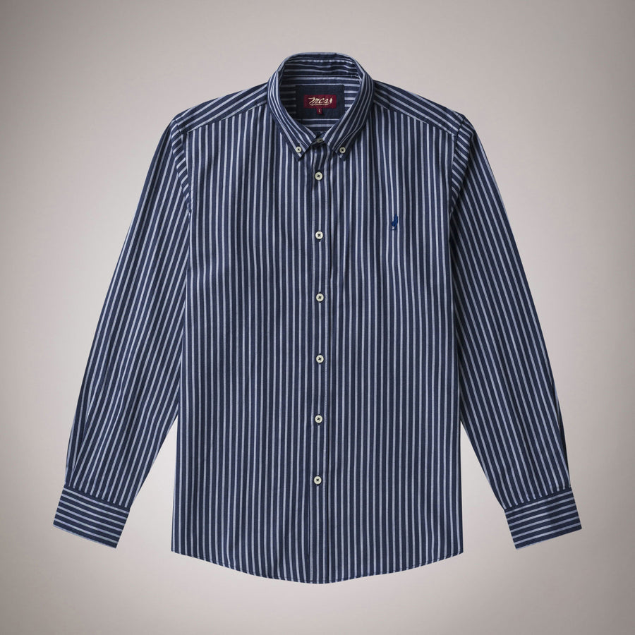 Camicia in popeline a quadri e righe