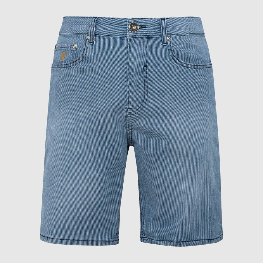 Striped denim Bermuda shorts