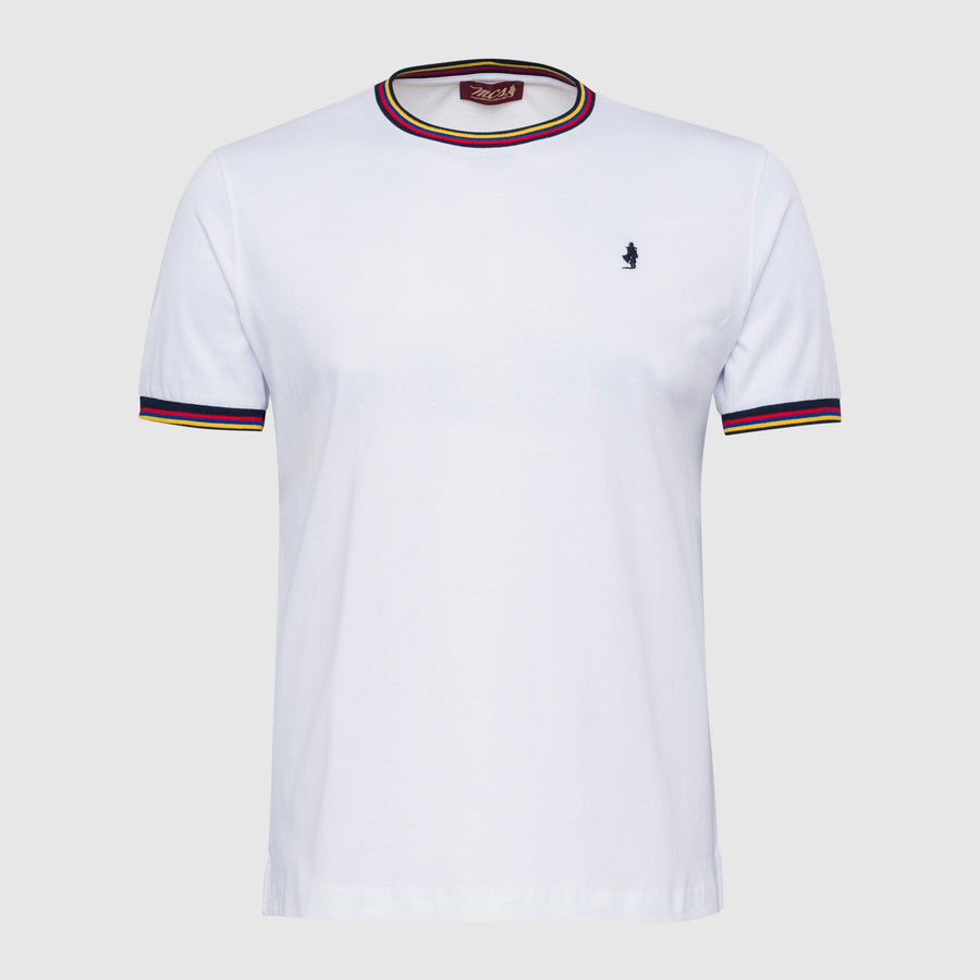 Solid Colour T-Shirt with Striped Details | MCS