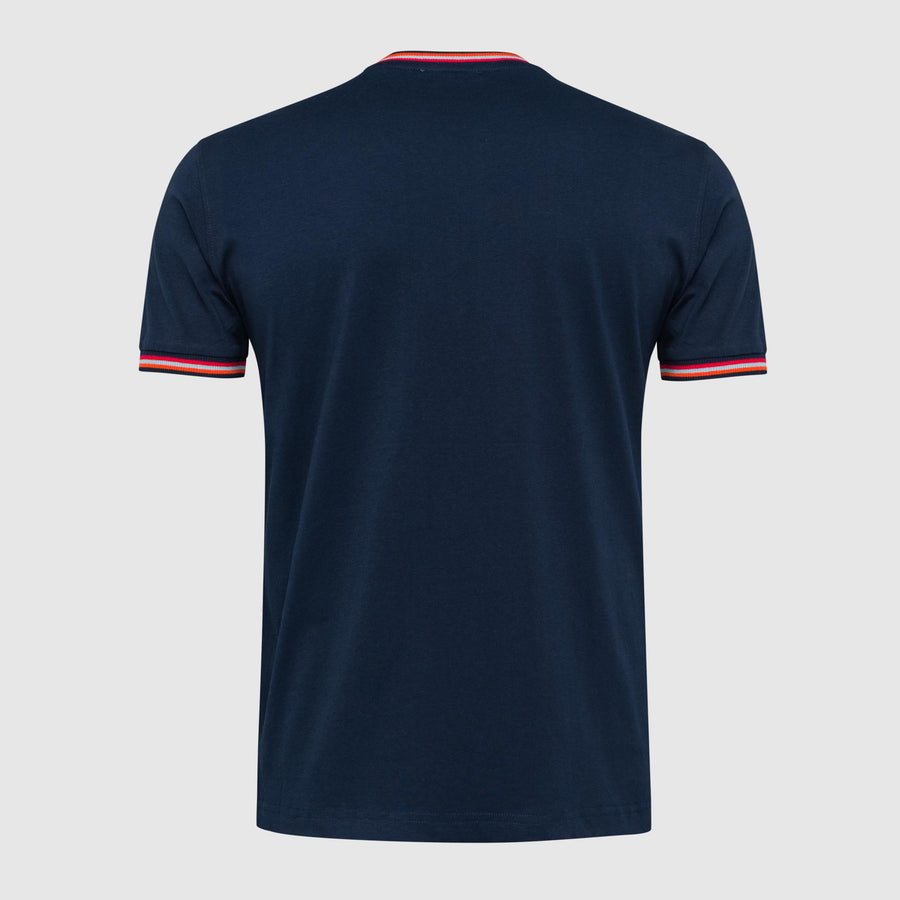 Solid Colour T-Shirt with Striped Details | MCS
