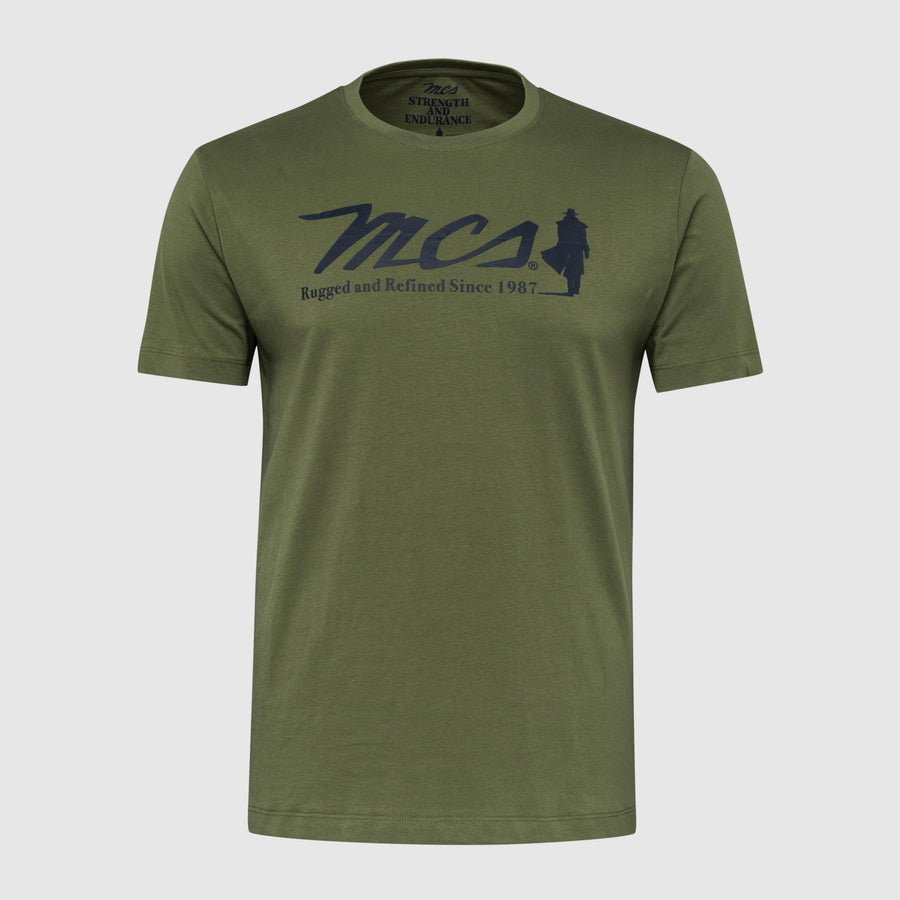 Solid colour T-shirt with large logo print